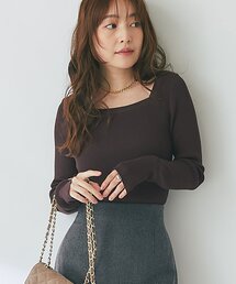 La boutique BonBon | 【お気に入り総選挙2位！・美人見えニット】スクエアネックリブニット(ニット/セーター)
