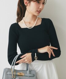 【お気に入り総選挙2位!・美人見えニット】スクエアネックリブニット