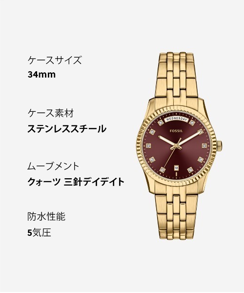 FOSSIL（フォッシル）の「フォッシル 腕時計 レディース アナログ ステンレス ES5514（アナログ腕時計・レディース・ゴールド・FREE）」の10枚目の写真
