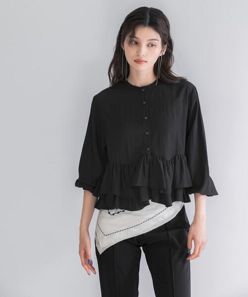 URBAN RESEARCH ROSSO WOMEN(アーバンリサーチ ロッソ)の「『WEB限定』フリルヘムブラウス(シャツ/ブラウス・レディース・ブルー系その他/ブラック/オフホワイト・FREE)」の11枚目の写真