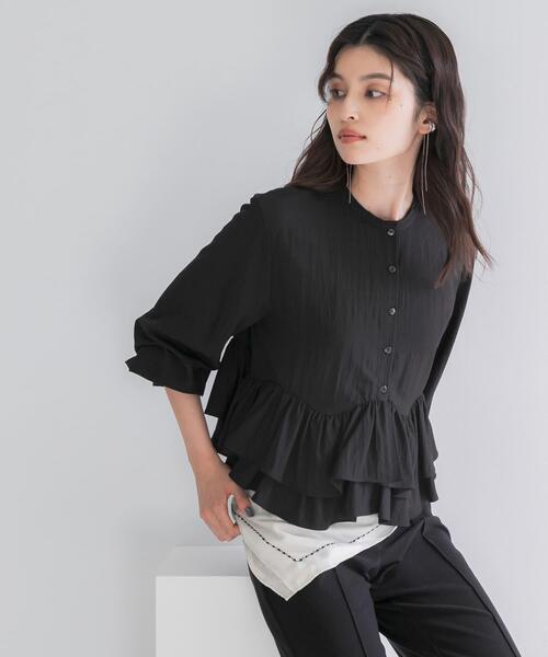 URBAN RESEARCH ROSSO WOMEN(アーバンリサーチ ロッソ)の「『WEB限定』フリルヘムブラウス(シャツ/ブラウス・レディース・ブルー系その他/ブラック/オフホワイト・FREE)」の14枚目の写真