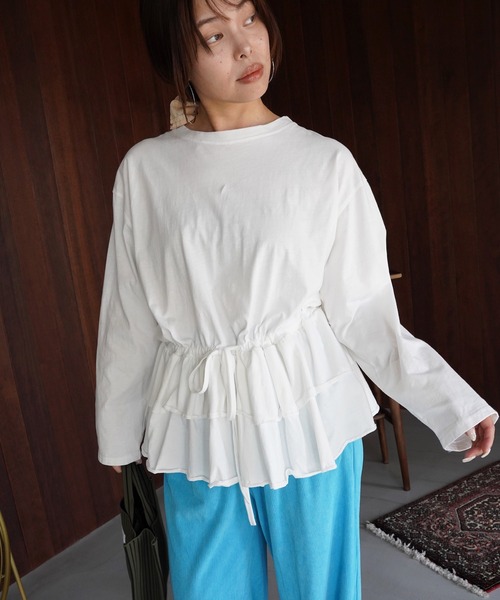 SANSeLF（サンセルフ）の「【SANSeLF】ウエストドロストティアードトップス saw26a012（その他トップス・レディース・ホワイト/グレー・FREE）」の12枚目の写真