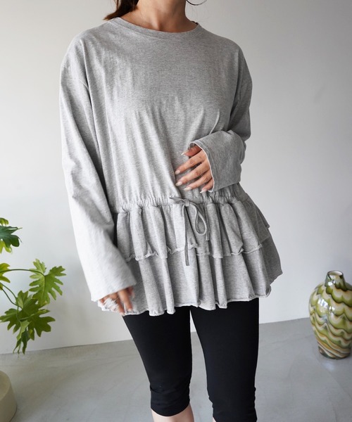 SANSeLF（サンセルフ）の「【SANSeLF】ウエストドロストティアードトップス saw26a012（その他トップス・レディース・ホワイト/グレー・FREE）」の9枚目の写真