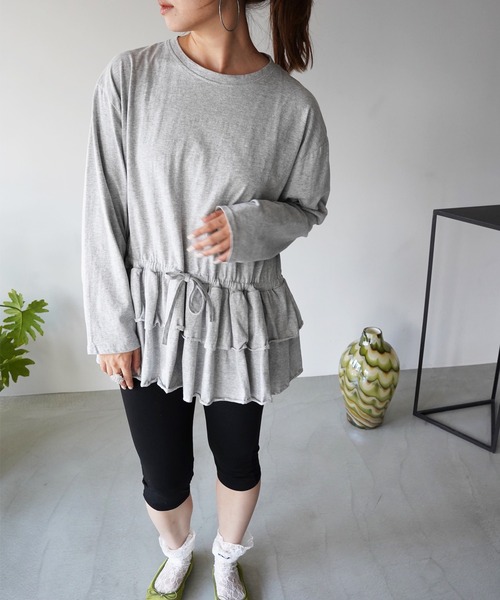 SANSeLF（サンセルフ）の「【SANSeLF】ウエストドロストティアードトップス saw26a012（その他トップス・レディース・ホワイト/グレー・FREE）」の18枚目の写真