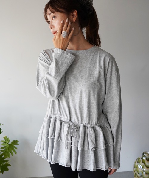 SANSeLF（サンセルフ）の「【SANSeLF】ウエストドロストティアードトップス saw26a012（その他トップス・レディース・ホワイト/グレー・FREE）」の20枚目の写真