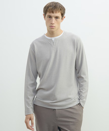 MEN'S MELROSE（メンズメルローズ）の「リンクスストライプカノコ キーネックTシャツ（Tシャツ/カットソー）」