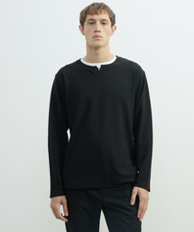 MEN'S MELROSE（メンズメルローズ）の「リンクスストライプカノコ キーネックTシャツ（Tシャツ/カットソー）」