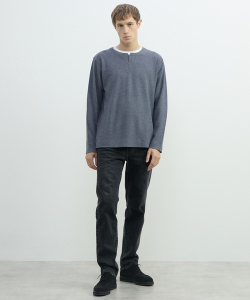 MEN'S MELROSE(メンズメルローズ)の「リンクスストライプカノコ キーネックTシャツ(Tシャツ/カットソー・メンズ・ブラック/ネイビー/グレー・4/3/2)」の16枚目の写真