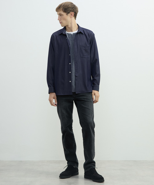 MEN'S MELROSE(メンズメルローズ)の「リンクスストライプカノコ キーネックTシャツ(Tシャツ/カットソー・メンズ・ブラック/ネイビー/グレー・4/3/2)」の6枚目の写真