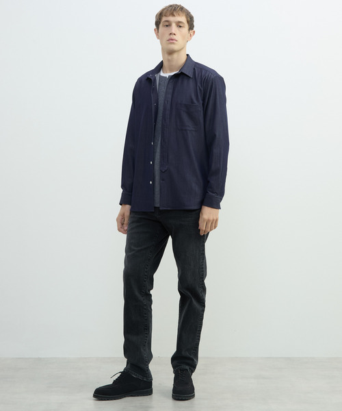 MEN'S MELROSE(メンズメルローズ)の「リンクスストライプカノコ キーネックTシャツ(Tシャツ/カットソー・メンズ・ブラック/ネイビー/グレー・4/3/2)」の7枚目の写真