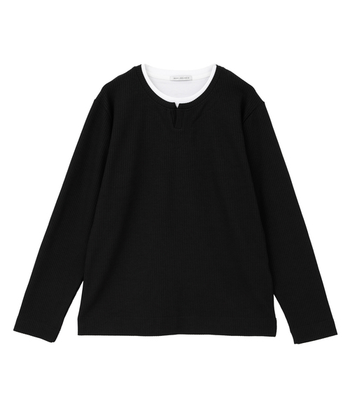 MEN'S MELROSE(メンズメルローズ)の「リンクスストライプカノコ キーネックTシャツ(Tシャツ/カットソー・メンズ・ブラック/ネイビー/グレー・4/3/2)」の8枚目の写真