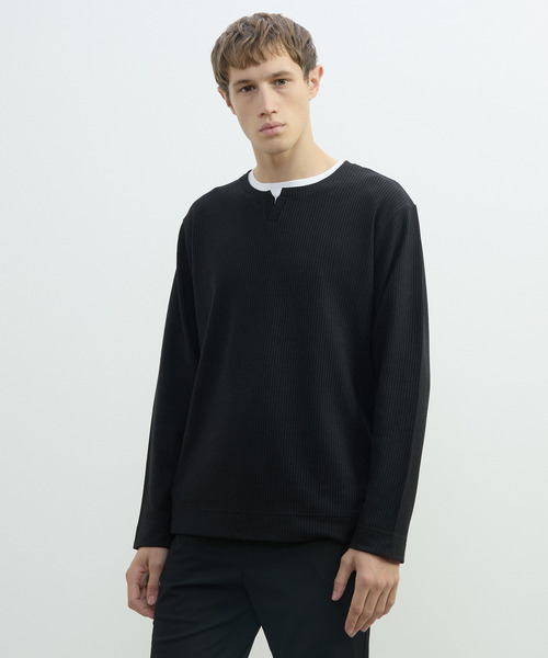 MEN'S MELROSE(メンズメルローズ)の「リンクスストライプカノコ キーネックTシャツ(Tシャツ/カットソー・メンズ・ブラック/ネイビー/グレー・4/3/2)」の10枚目の写真