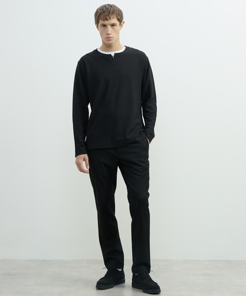 MEN'S MELROSE(メンズメルローズ)の「リンクスストライプカノコ キーネックTシャツ(Tシャツ/カットソー・メンズ・ブラック/ネイビー/グレー・4/3/2)」の12枚目の写真