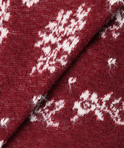 U by SPICK&SPAN(ユーバイスピックアンドスパン)の「フラワーモチーフフェザージャガードニット(ニット/セーター・レディース・チャコールグレー/ボルドー・FREE)」の16枚目の写真