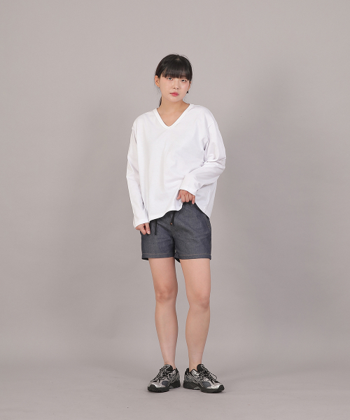 SAINTCREW（セントクルー）の「オーバーサイズ16sコットンVネック長袖TシャツCOL-8A19ホワイト（Tシャツ/カットソー・レディース・その他・FREE）」の9枚目の写真