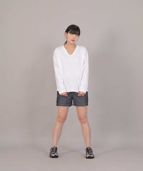 SAINTCREW（セントクルー）の「オーバーサイズ16sコットンVネック長袖TシャツCOL-8A19ホワイト（Tシャツ/カットソー・レディース・その他・FREE）」の10枚目の写真
