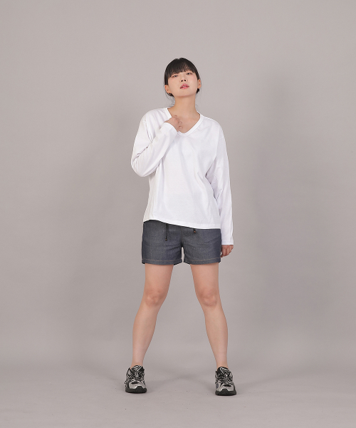 SAINTCREW（セントクルー）の「オーバーサイズ16sコットンVネック長袖TシャツCOL-8A19ホワイト（Tシャツ/カットソー・レディース・その他・FREE）」の11枚目の写真