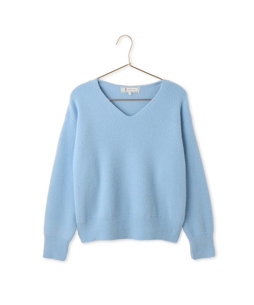 ROPE' PICNIC(ロペピクニック)の「【WEB限定】スフレニット Vネックコンパクトプルオーバー(ニット/セーター・レディース・ダークブラウン/サックスブルー/ピンク/オレンジ/クリーム/キナリ・FREE)」の4枚目の写真