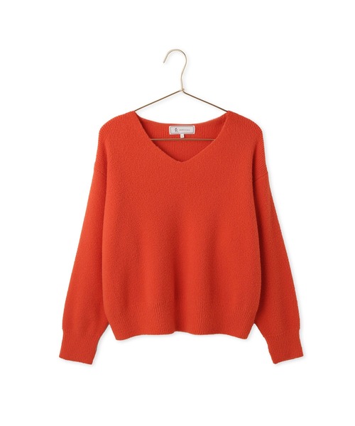 ROPE' PICNIC(ロペピクニック)の「【WEB限定】スフレニット Vネックコンパクトプルオーバー(ニット/セーター・レディース・ダークブラウン/サックスブルー/ピンク/オレンジ/クリーム/キナリ・FREE)」の6枚目の写真