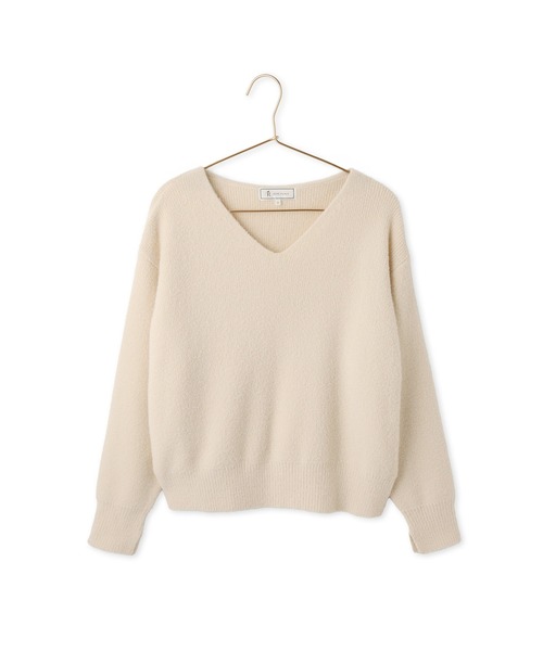 ROPE' PICNIC(ロペピクニック)の「【WEB限定】スフレニット Vネックコンパクトプルオーバー(ニット/セーター・レディース・ダークブラウン/サックスブルー/ピンク/オレンジ/クリーム/キナリ・FREE)」の1枚目の写真
