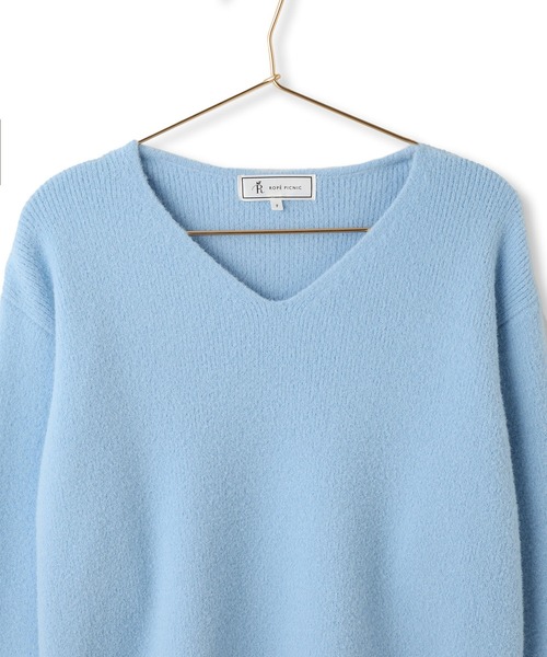 ROPE' PICNIC(ロペピクニック)の「【WEB限定】スフレニット Vネックコンパクトプルオーバー(ニット/セーター・レディース・ダークブラウン/サックスブルー/ピンク/オレンジ/クリーム/キナリ・FREE)」の9枚目の写真