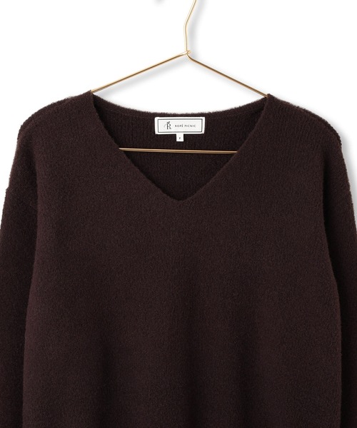 ROPE' PICNIC(ロペピクニック)の「【WEB限定】スフレニット Vネックコンパクトプルオーバー(ニット/セーター・レディース・ダークブラウン/サックスブルー/ピンク/オレンジ/クリーム/キナリ・FREE)」の17枚目の写真