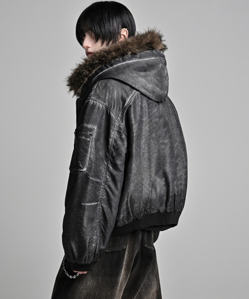 ADRER（アドラー）の「Detachable Fur Hoodie MA-1 / デタッチャブルファーフーディーMA-1（MA-1・メンズ・グレー・S/L/M/XS）」の7枚目の写真