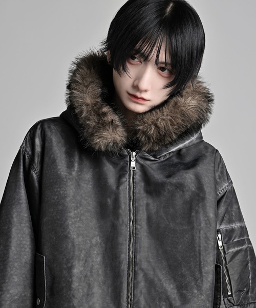 ADRER（アドラー）の「Detachable Fur Hoodie MA-1 / デタッチャブルファーフーディーMA-1（MA-1・メンズ・グレー・S/L/M/XS）」の6枚目の写真