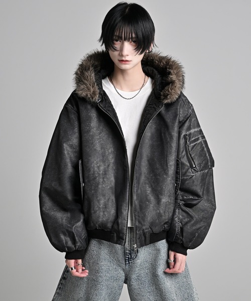 ADRER（アドラー）の「Detachable Fur Hoodie MA-1 / デタッチャブルファーフーディーMA-1（MA-1・メンズ・グレー・S/L/M/XS）」の3枚目の写真