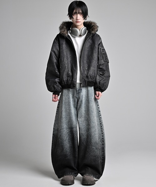 ADRER（アドラー）の「Detachable Fur Hoodie MA-1 / デタッチャブルファーフーディーMA-1（MA-1・メンズ・グレー・S/L/M/XS）」の4枚目の写真