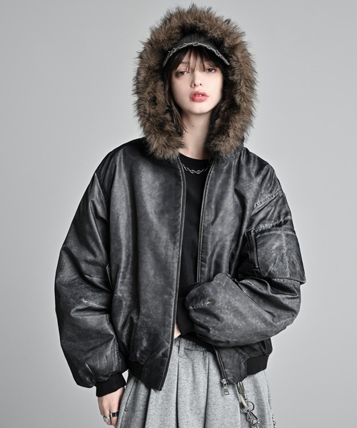 ADRER（アドラー）の「Detachable Fur Hoodie MA-1 / デタッチャブルファーフーディーMA-1（MA-1・メンズ・グレー・S/L/M/XS）」の9枚目の写真