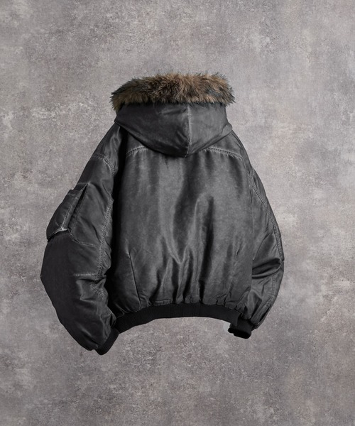 ADRER（アドラー）の「Detachable Fur Hoodie MA-1 / デタッチャブルファーフーディーMA-1（MA-1・メンズ・グレー・S/L/M/XS）」の15枚目の写真