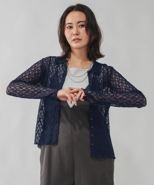 GLOBAL WORK（グローバルワーク）の「ストレッチソウレースポロエリ/1054491（シャツ/ブラウス・レディース・ネイビー/ホワイト系その他3・MEDIUM/LARGE）」の12枚目の写真