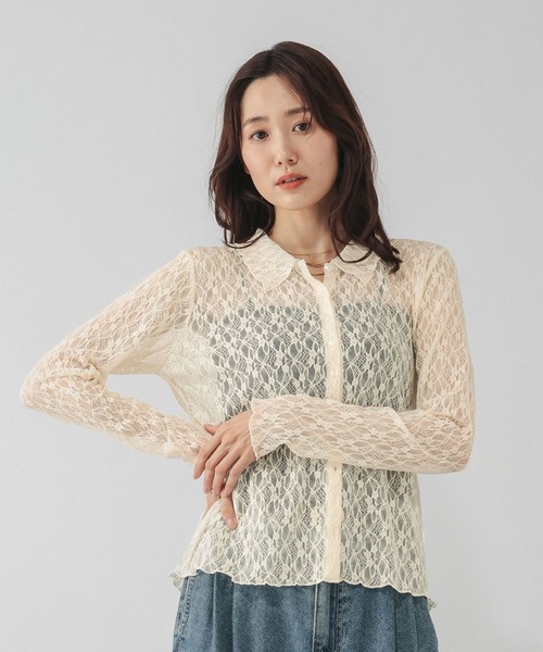 GLOBAL WORK（グローバルワーク）の「ストレッチソウレースポロエリ/1054491（シャツ/ブラウス・レディース・ネイビー/ホワイト系その他3・MEDIUM/LARGE）」の17枚目の写真