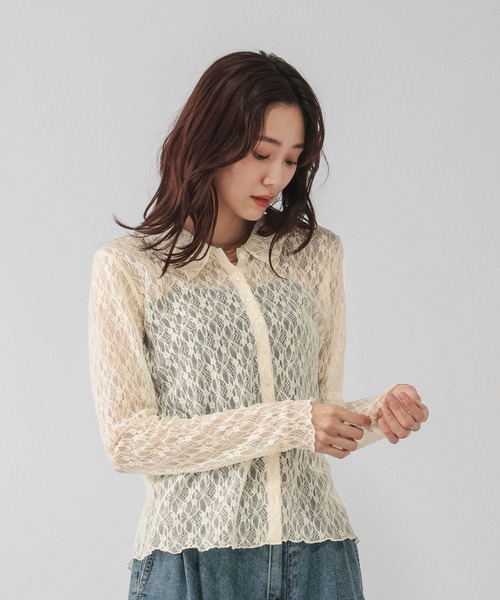 GLOBAL WORK（グローバルワーク）の「ストレッチソウレースポロエリ/1054491（シャツ/ブラウス・レディース・ネイビー/ホワイト系その他3・MEDIUM/LARGE）」の16枚目の写真