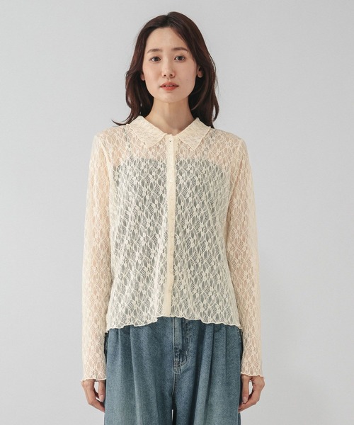 GLOBAL WORK（グローバルワーク）の「ストレッチソウレースポロエリ/1054491（シャツ/ブラウス・レディース・ネイビー/ホワイト系その他3・MEDIUM/LARGE）」の11枚目の写真