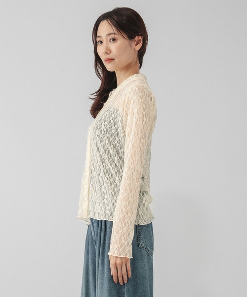 GLOBAL WORK（グローバルワーク）の「ストレッチソウレースポロエリ/1054491（シャツ/ブラウス・レディース・ネイビー/ホワイト系その他3・MEDIUM/LARGE）」の10枚目の写真