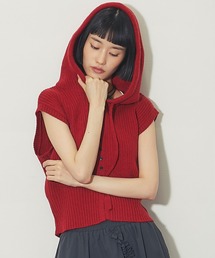 アルパカタッチニットフードベスト