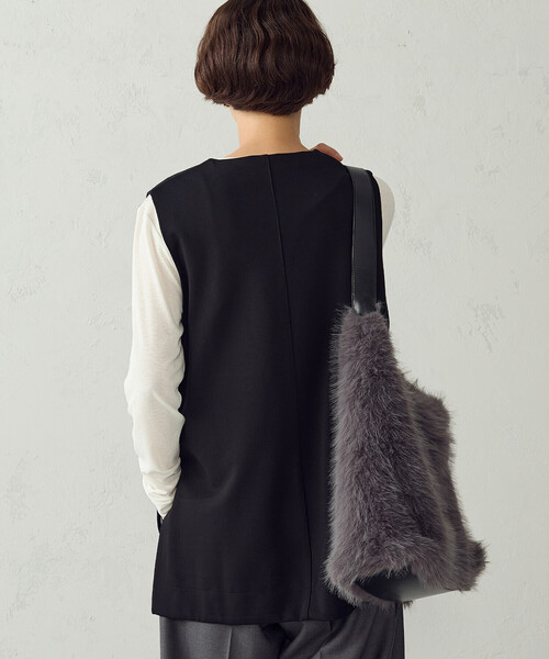 COMME CA ISM（コムサイズム）の「【セットアイテム】ポンチベスト+シアーロンT（Tシャツ/カットソー・レディース・グレイッシュベージュ/ブラック・M/L）」の8枚目の写真