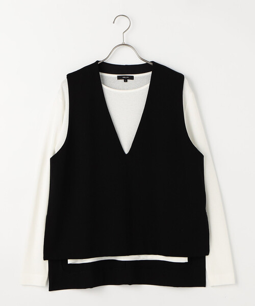 COMME CA ISM（コムサイズム）の「【セットアイテム】ポンチベスト+シアーロンT（Tシャツ/カットソー・レディース・グレイッシュベージュ/ブラック・M/L）」の15枚目の写真