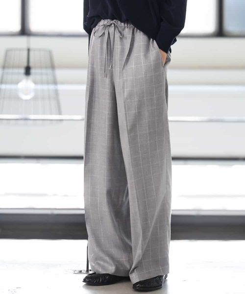 MICHEL KLEIN（ミッシェル・クラン）の「[セットアップ対応]ラメチェックワイドパンツ（その他パンツ・レディース・モカ/グレー・38）」の2枚目の写真