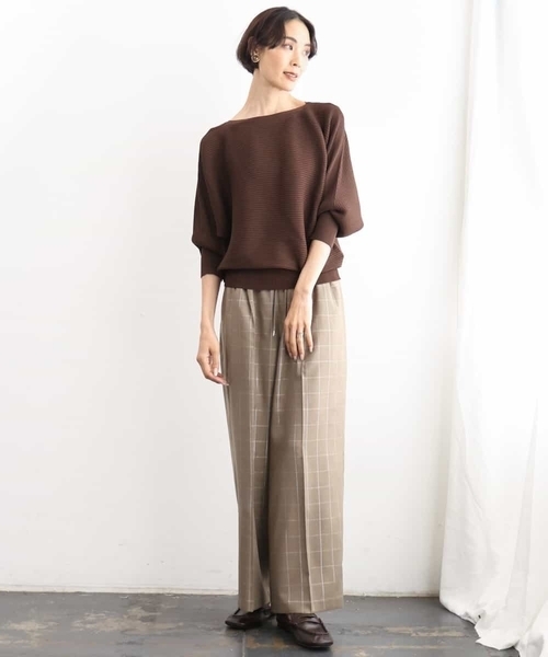 MICHEL KLEIN（ミッシェル・クラン）の「[セットアップ対応]ラメチェックワイドパンツ（その他パンツ・レディース・モカ/グレー・38）」の4枚目の写真