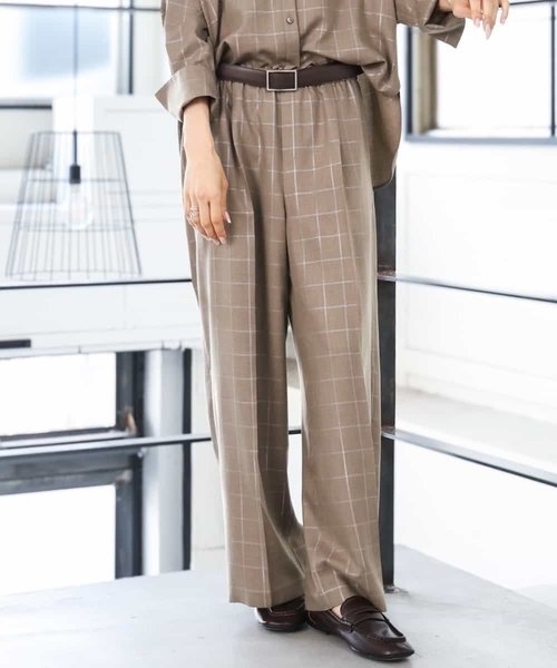 MICHEL KLEIN（ミッシェル・クラン）の「[セットアップ対応]ラメチェックワイドパンツ（その他パンツ・レディース・モカ/グレー・38）」の7枚目の写真