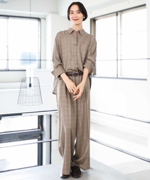MICHEL KLEIN（ミッシェル・クラン）の「[セットアップ対応]ラメチェックワイドパンツ（その他パンツ・レディース・モカ/グレー・38）」の9枚目の写真