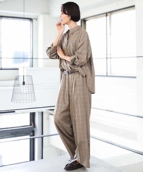MICHEL KLEIN（ミッシェル・クラン）の「[セットアップ対応]ラメチェックワイドパンツ（その他パンツ・レディース・モカ/グレー・38）」の11枚目の写真