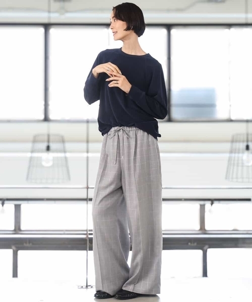 MICHEL KLEIN（ミッシェル・クラン）の「[セットアップ対応]ラメチェックワイドパンツ（その他パンツ・レディース・モカ/グレー・38）」の13枚目の写真