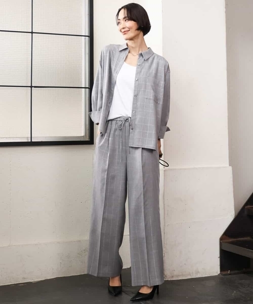 MICHEL KLEIN（ミッシェル・クラン）の「[セットアップ対応]ラメチェックワイドパンツ（その他パンツ・レディース・モカ/グレー・38）」の20枚目の写真