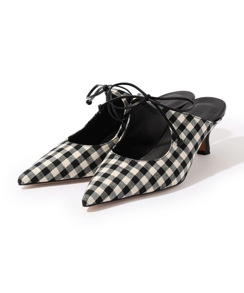 HENRI EN VARGO(ヘンリエンヴァーゴ)の「【別注】HENRI EN VARGO THELMA gingham ミュール(パンプス・レディース・ブラック系その他・36/37/38)」の1枚目の写真