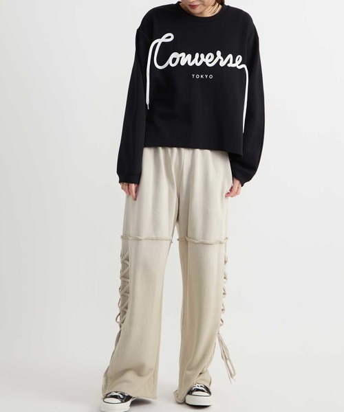 CONVERSE TOKYO(コンバーストウキョウ)の「LACE-UP SIDE VINTAGE SWEAT PANTS(スウェットパンツ・レディース・チャコールグレー/ピンク/ベージュ・FREE)」の5枚目の写真