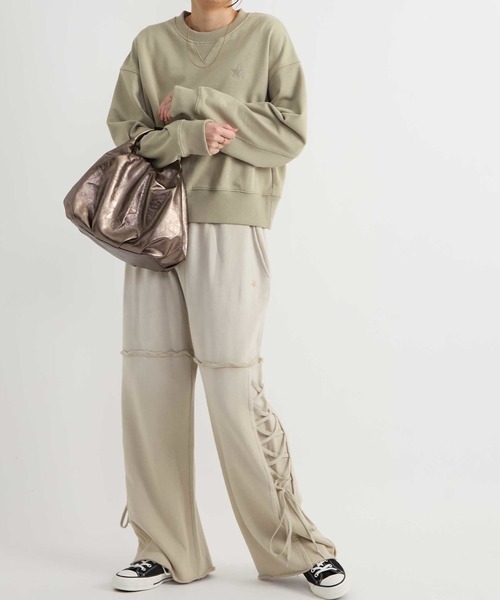 CONVERSE TOKYO(コンバーストウキョウ)の「LACE-UP SIDE VINTAGE SWEAT PANTS(スウェットパンツ・レディース・チャコールグレー/ピンク/ベージュ・FREE)」の6枚目の写真